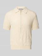 Regular fit gebreid overhemd met doorlopende ritssluiting