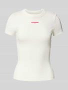 Slim fit T-shirt van ribstof