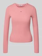 Slim fit shirt met lange mouwen van ribstof