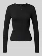 Slim fit shirt met lange mouwen van ribstof