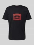 T-shirt met labelprint, model 'Deterni'