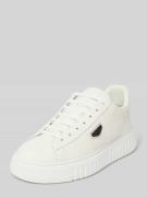 Leren sneakers met labelapplicatie