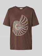 Relaxed T-shirt met print aan de voorkant en sierkralen