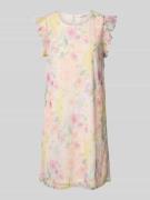 Mini-jurk met volants en ronde hals