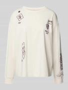 Shirt met lange mouwen en motief- en statementstitching