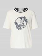 T-shirt met siersteentjes en ronde hals