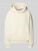 Hoodie met labelstitching en kangoeroezak