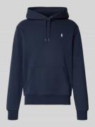 Hoodie met labelstitching en kangoeroezak