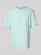 T-shirt met geribde ronde hals