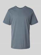T-shirt met geribde ronde hals