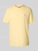 T-shirt met geribde ronde hals