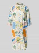 Knielange overhemdjurk in all-over look