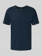 T-shirt met geribde ronde hals