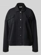 Sweatjack met platte kraag en borstzakken