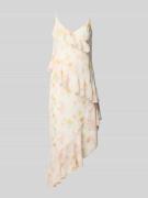 Midi-jurk met volants en V-hals