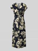 Midi-jurk met V-hals en knoopdetail