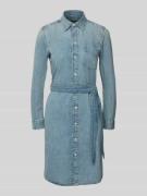 Knielange jeansjurk met strikceintuur, model 'JAMEIKA'