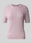 Gebreid shirt met kabelpatroon en ronde hals