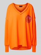 Oversized sweatshirt van katoenmix met strass-steentjes