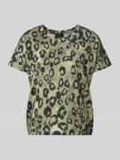 Regular fit T-shirt van viscosemix met all-over dierenprint