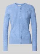 Cardigan met kabelpatroon en logostitching