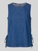 Blousetop met ronde hals en vetersluiting opzij