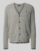 Regular fit gebreid jack van een mix van wol en kasjmier