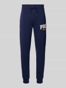 Slim fit sweatpants met labelstitching