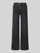 Flared fit jeans van katoenmix met paspelzakken