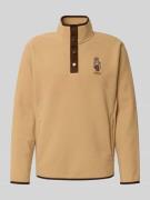 Fleecepullover met opstaande kraag en stitching