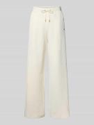Wide leg sweatbroek met structuurmotief, model 'PEONY'