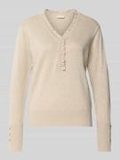 Gebreide pullover met korte knoopsluiting, model 'KATIE'