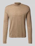 Gebreide pullover van merinowol met opstaande kraag, model 'Tern'
