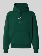 Hoodie met labelstitching en kangoeroezak
