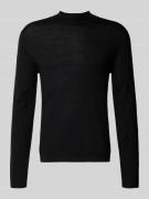 Gebreide pullover van merinowol met opstaande kraag, model 'Tern'