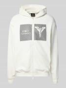 Sweatjack met logoprint en tweewegsritssluiting