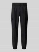 Tapered fit cargobroek met elastische band, model 'PANTALONI'