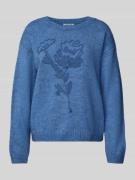 Gebreide pullover met bloemenstitching