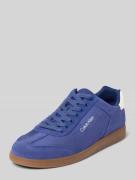 Leren sneakers met labelopschrift