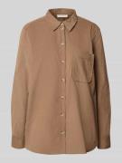 Relaxed fit overhemdblouse in ribcordlook met borstzak