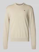 Regular fit shirt met lange mouwen en logostitching, model 'Droz'