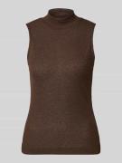 Glanzende top van viscosemix met opstaande kraag