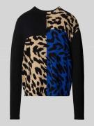 Gebreide pullover in all-over look met opstaande kraag