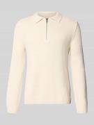 Relaxed fit gebreide pullover in polostijl van katoenmix