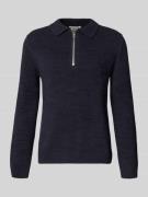 Relaxed fit gebreide pullover in polostijl van katoenmix