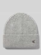 Beanie van lamswolmix met labelapplicatie