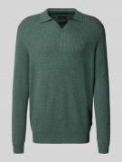 Regular fit gebreide pullover met polokraag van wolmix