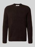 Relaxed fit gebreide pullover met wol, model 'RAI BRUSHED'