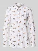 Relaxed fit blouse met lange mouwen van katoenmix, model 'SAFARI'