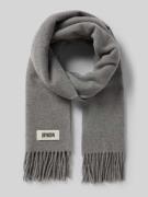 Sjaal van een mix van wol en lanawol met franjes, model 'GAZE'